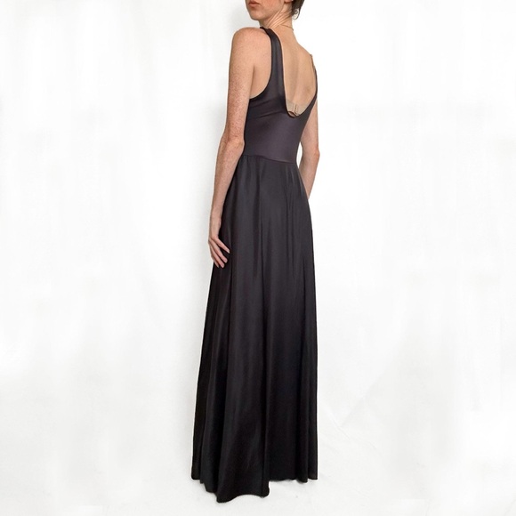 Vintage Black Lace Maxi Satin Like Slip Dress Size Small - Picture 3 of 14